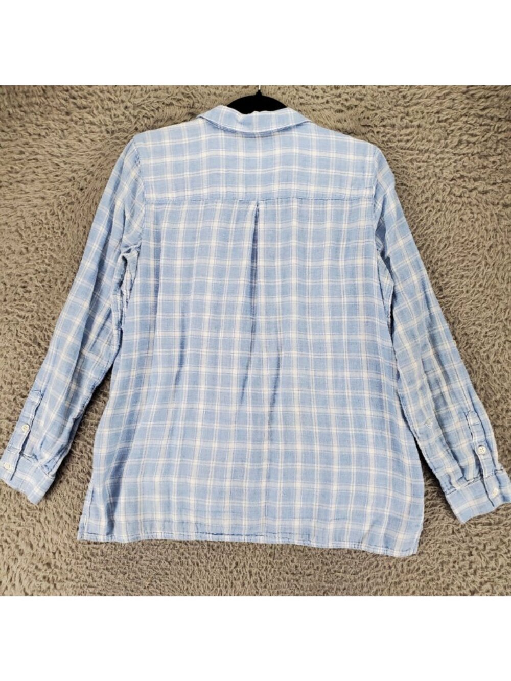 J. Jill Top Womens Small Blue Plaid Cotton Long Sleeve Button Up - Picture 9 of 10